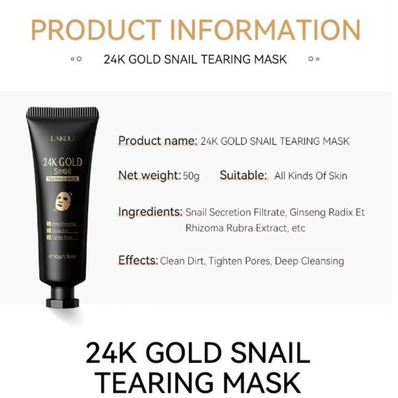 LAIKOU 24K Gold Sakura Peeling Face Mask AntiWrinkle Whitening Blackhead Removal - Picture 15 of 16